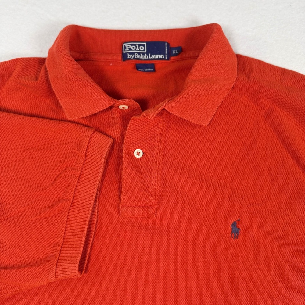 Vintage 90s Polo Ralph Lauren Shirt Mens XL Coral Red Pique Short Sleeve